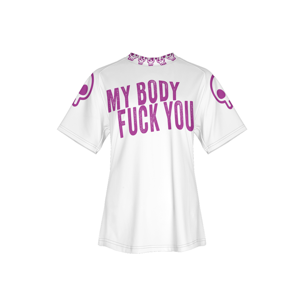 MY BODY FUCK YOU Women’s Athletic Jersey-Heavyweight 225g - White