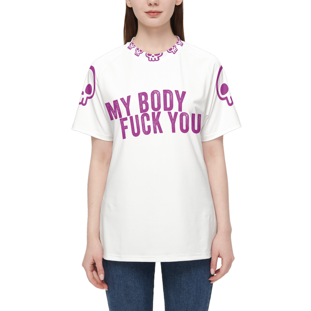 MY BODY FUCK YOU Women’s Athletic Jersey-Heavyweight 225g - White