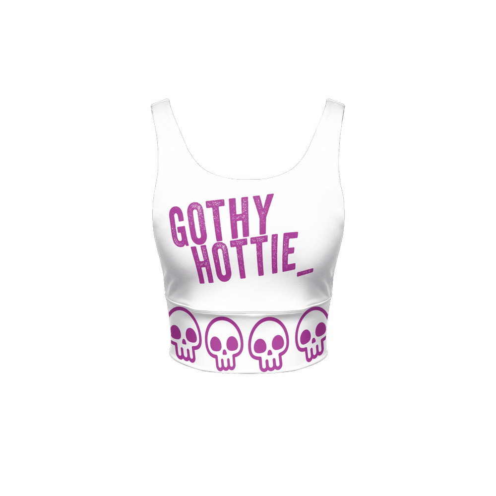 Gothy Hottie Women’s Longline V-Shape-Back Sports Bra-Butter Soft Texture - White