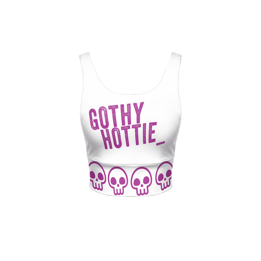 Gothy Hottie Women’s Longline V-Shape-Back Sports Bra-Butter Soft Texture - White