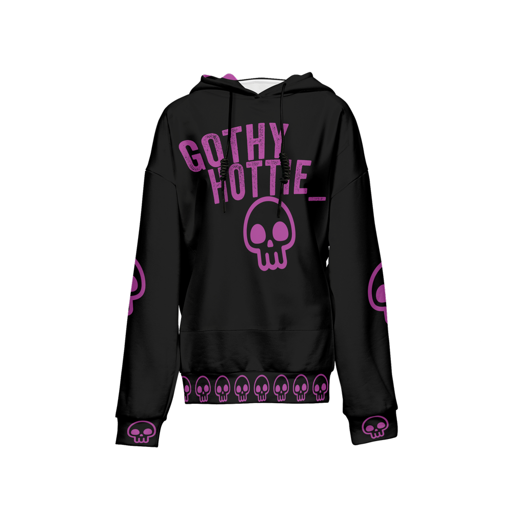 GOTHY HOTTIE Women’s Relaxed Fit Hoodie With Front Patch-Super Heavy 375g