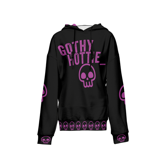 GOTHY HOTTIE Women’s Relaxed Fit Hoodie With Front Patch-Super Heavy 375g