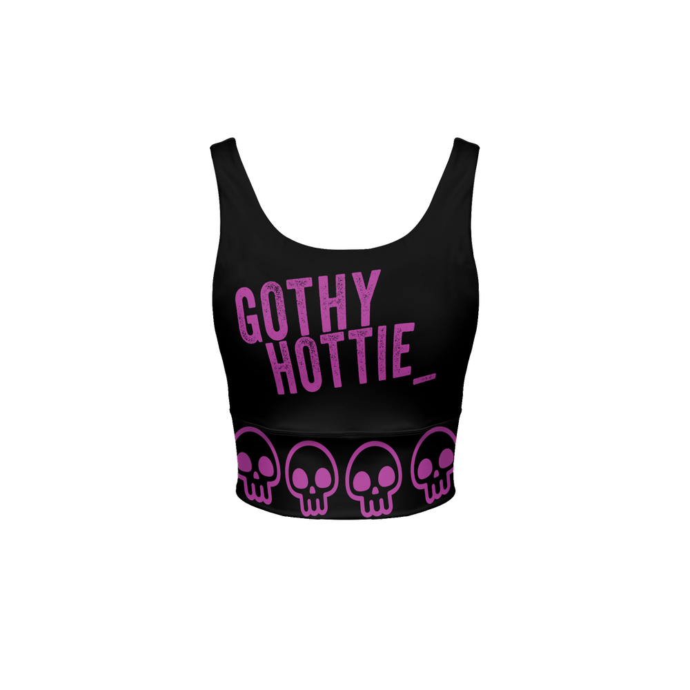 Gothy Hottie Women’s Longline V-Shape-Back Sports Bra-Butter Soft Texture - Black